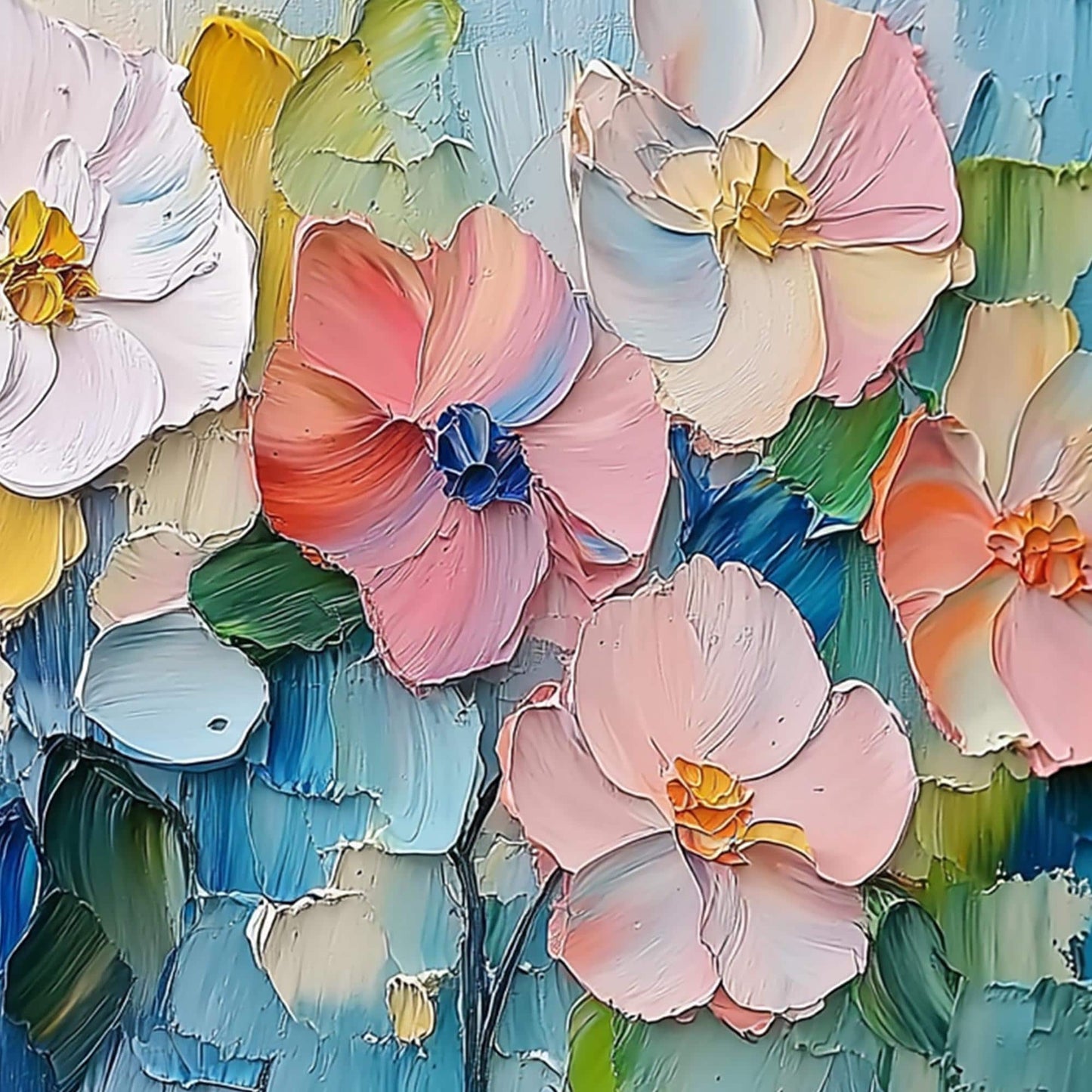 Abstract Floral Textured Canvas Art, Palette Knife Painting, Living Room Decor – Bouquet Floral Wall Art | Abstract Palette K