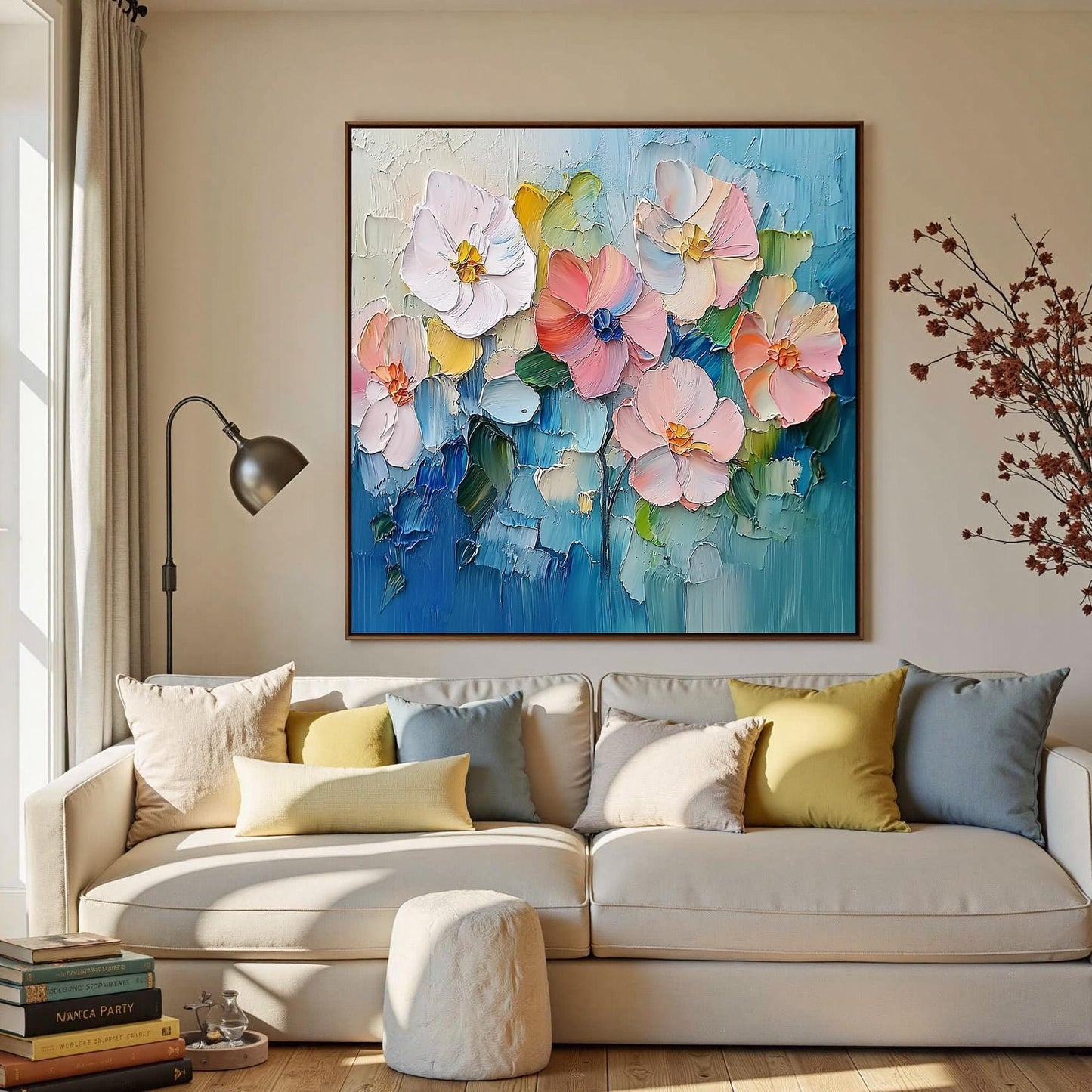 Abstract Floral Textured Canvas Art, Palette Knife Painting, Living Room Decor – Bouquet Floral Wall Art | Abstract Palette K
