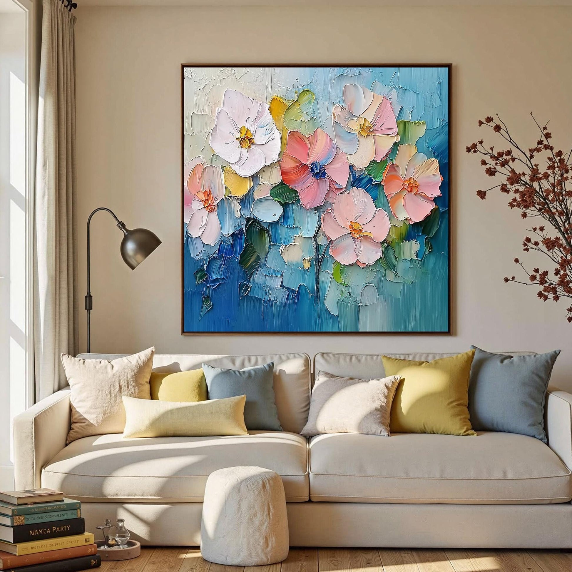 Abstract Floral Textured Canvas Art, Palette Knife Painting, Living Room Decor – Bouquet Floral Wall Art | Abstract Palette K