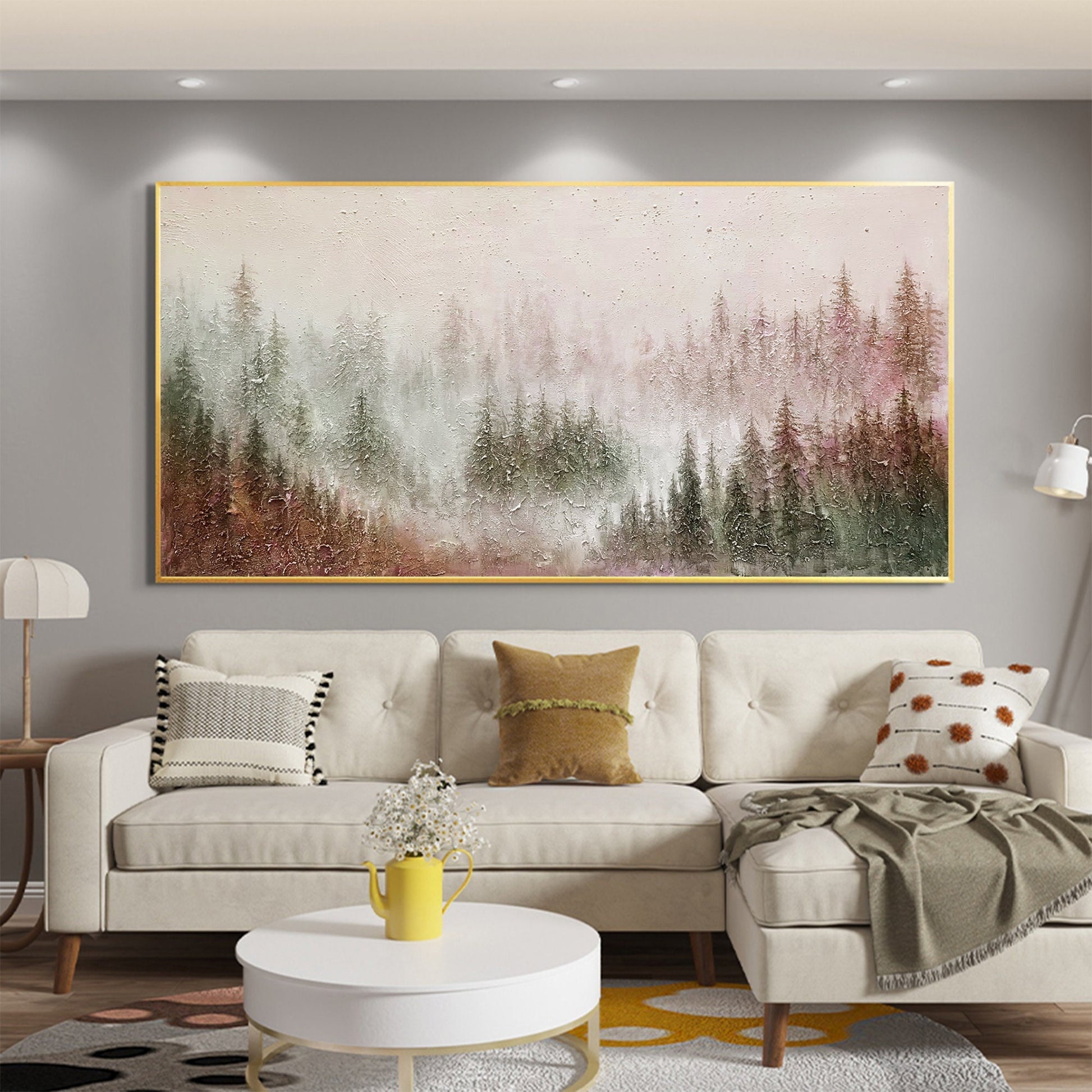 Original – Colorful Forest Tree Wall Art | Abstract Textured Oil Painting, view 1