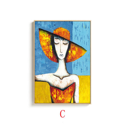 Large Abstract Lady Canvas Wall Art, Hand-painted Woman Oil Painting on Canvas, Modern Textured Figure Wall Art for Living Room, Home Décor