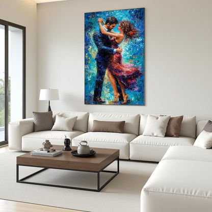 Colorful Abstract Dancing Couple Figure Portrait Wall Art