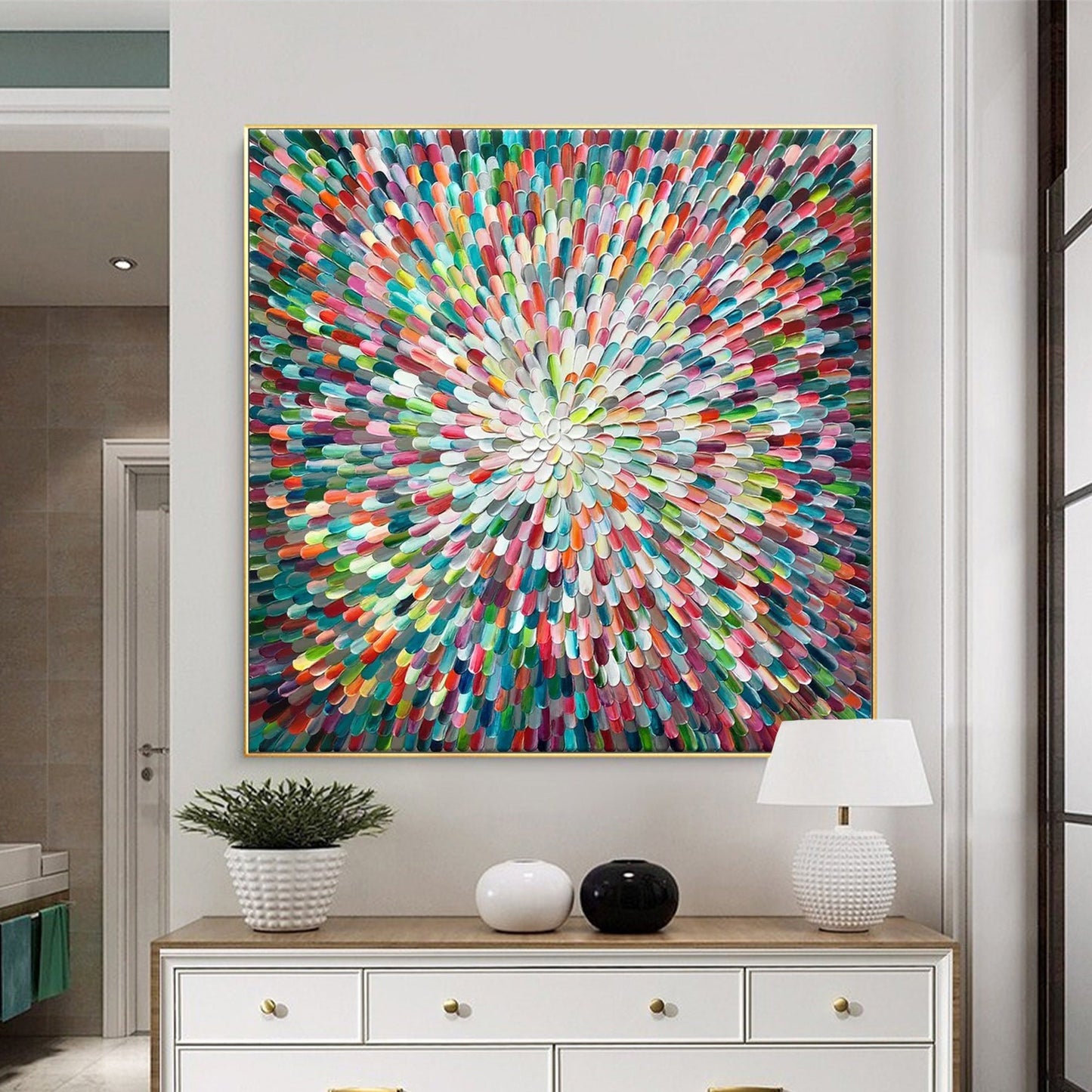 Original – Large Colorful Floral Wall Art | Abstract Hand-Painted Oil Painting, view 1
