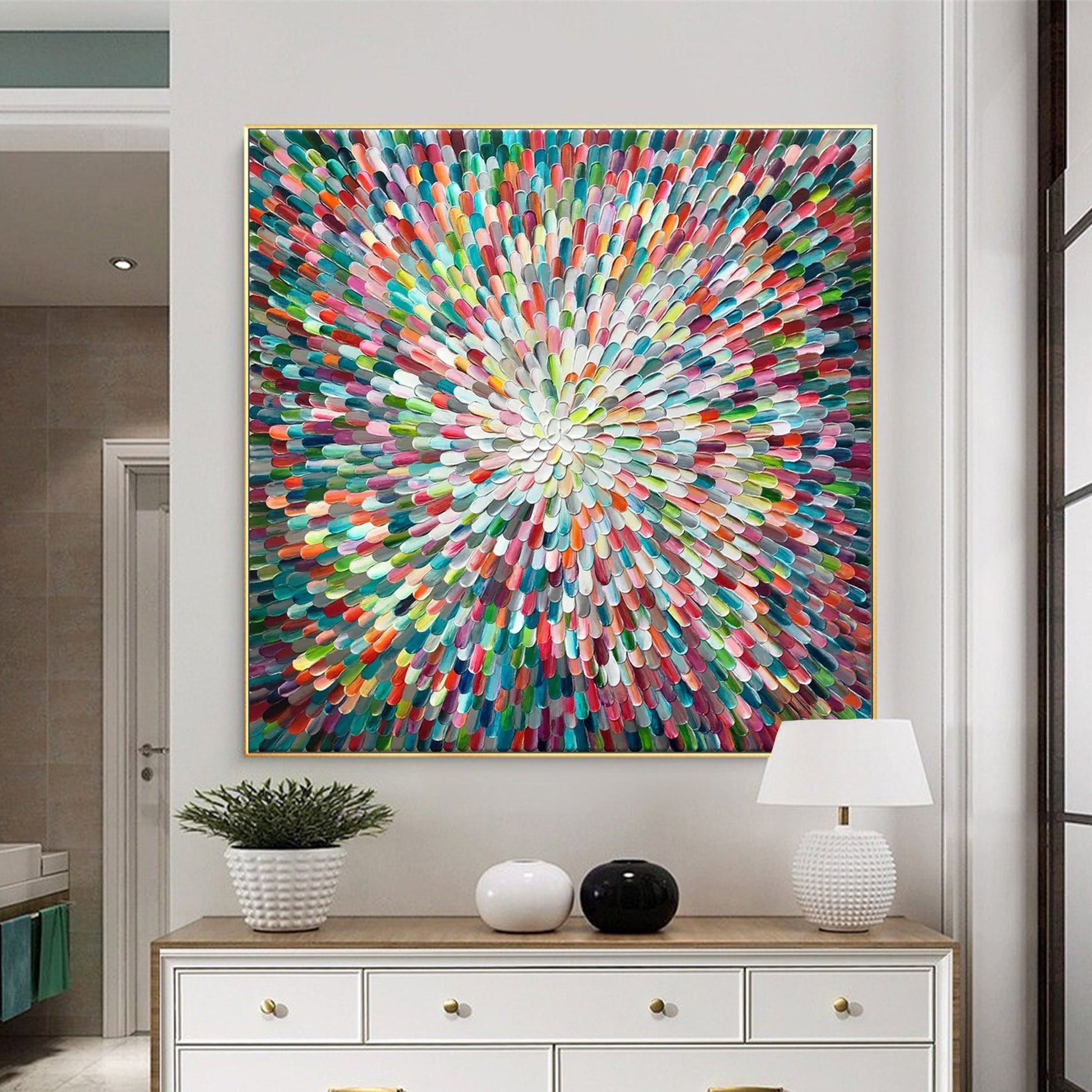 Original – Large Colorful Floral Wall Art | Abstract Hand-Painted Oil Painting, view 1