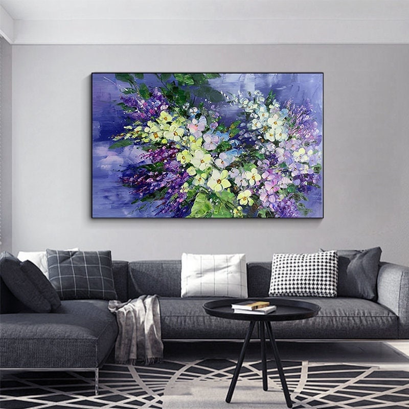 Abstract Purple Orchid Floral Wall Art – Textured Acrylic Painting
