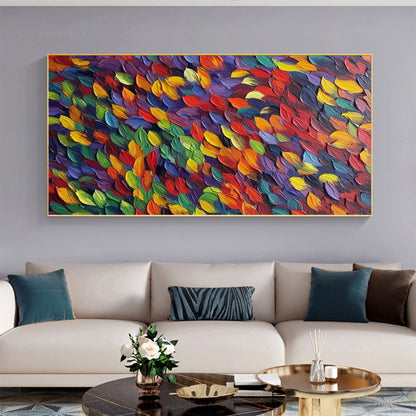 Original Rainbow – Botanical Leaf Wall Art | Abstract Impasto Hand-Painted Painting, view 1