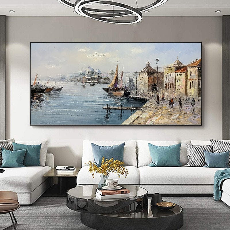 Bridge Photography - River Landscape Abstract Extra Large Artwork - Living Room Decor – Panoramic White River Landscape Wall 