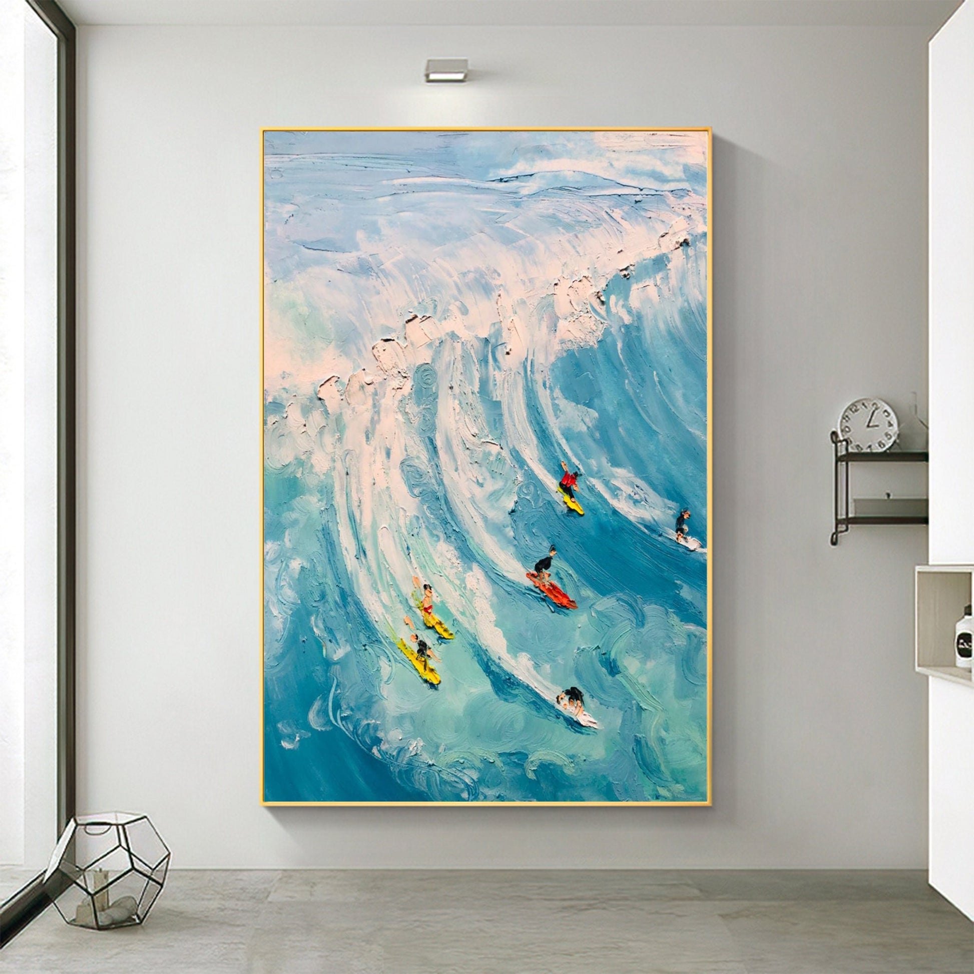 Original Surf Painting on Canvas – Blue Ocean Wave Seascape Wall Art | Abstract Textured Oil Painting, view 1