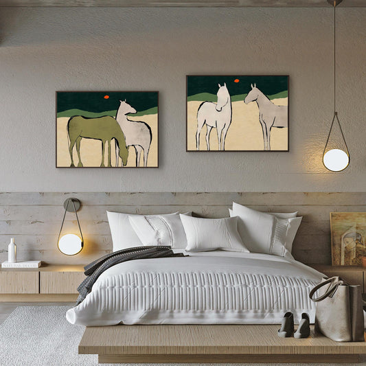 Large Abstract Horse Oil Painting on Canvas, Original Hand-painted Horse Canvas Wall Art, Modern Animal Wall Art for Living Room, Home Décor