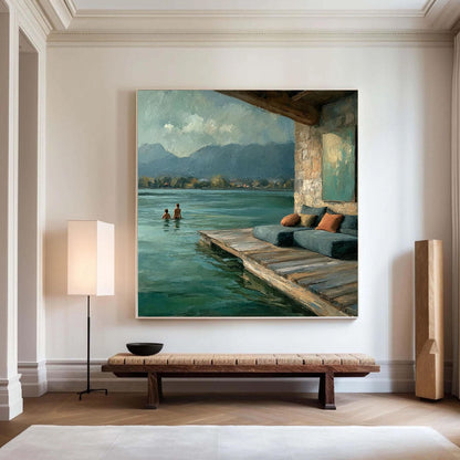 Original Lakeside – Lake Landscape Wall Art | Oil Painting, view 2
