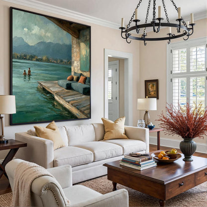 Original Lakeside – Lake Landscape Wall Art | Oil Painting, view 5