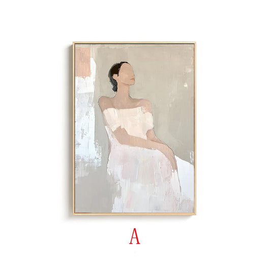 Large Abstract Lady Canvas Wall Art, Hand-painted Woman Figure Oil Painting on Canvas, Modern Figure Wall Art for Living Room, Home Décor