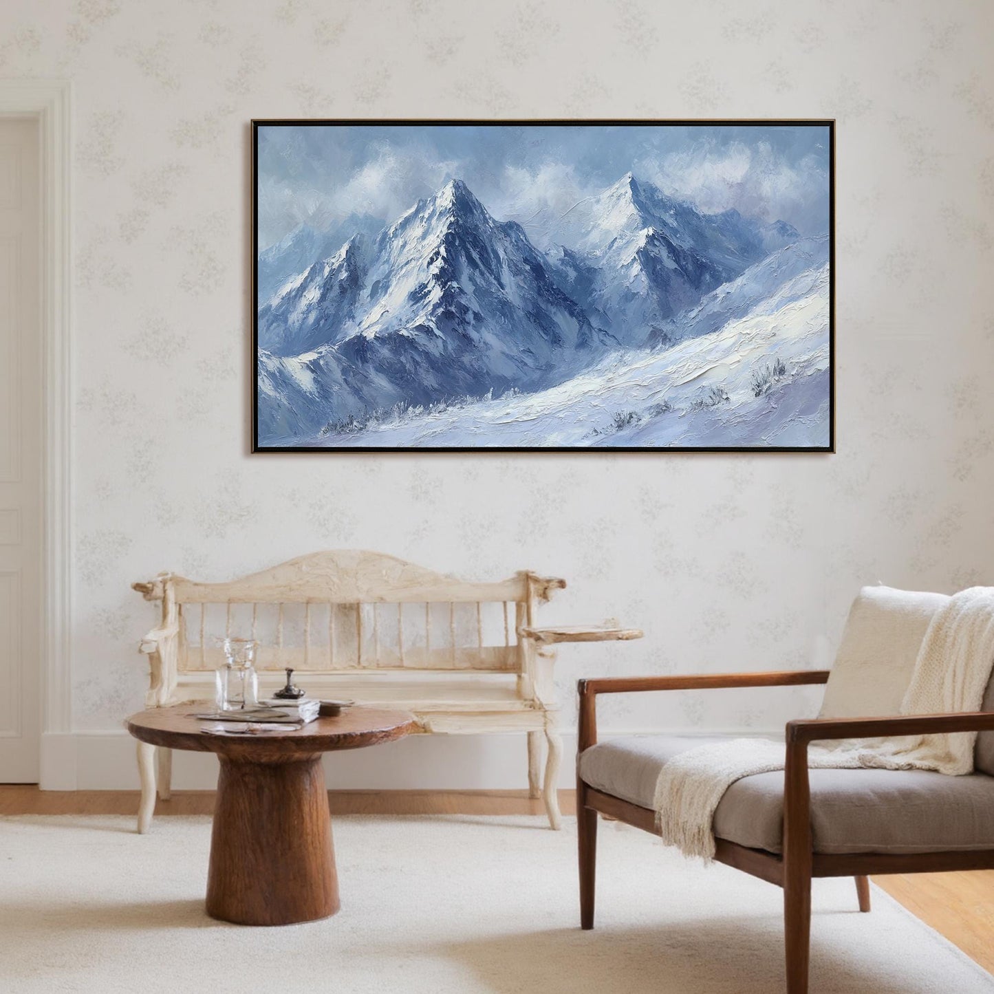 Abstract Snowy Mountain Oil Painting, Textured Winter Peaks Wall Art – Mountain Wall Art | Abstract Textured Oil Painting, vi