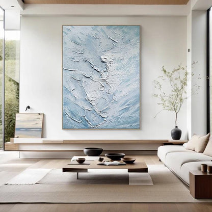 Textured Blue Sea Wave Painting – Large Abstract Wall Art – Abstract Seascape Art