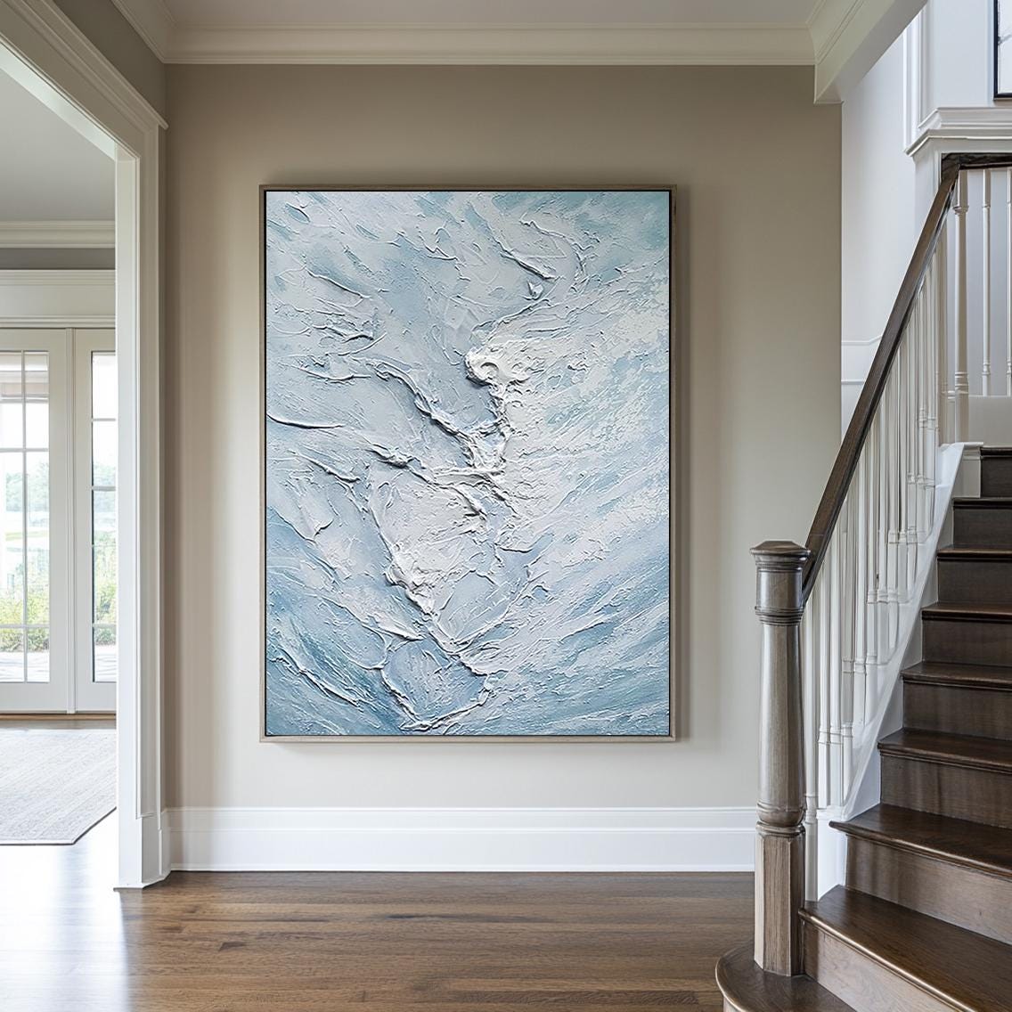 Textured Blue Sea Wave Painting – Large Abstract Wall Art – Abstract Seascape Art
