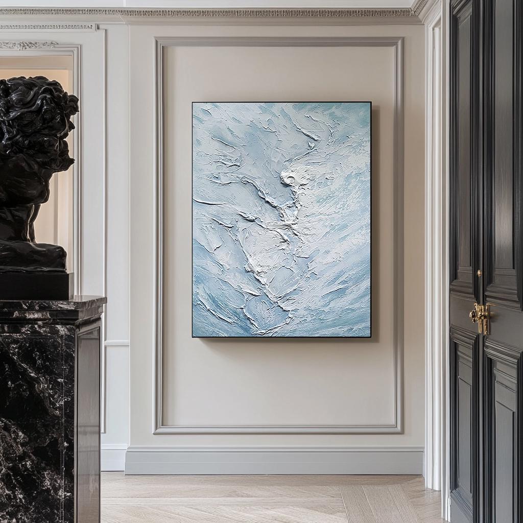 Textured Blue Sea Wave Painting – Large Abstract Wall Art – Abstract Seascape Art