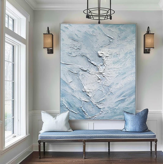 Textured Blue Sea Wave Painting – Large Abstract Wall Art – Abstract Seascape Art