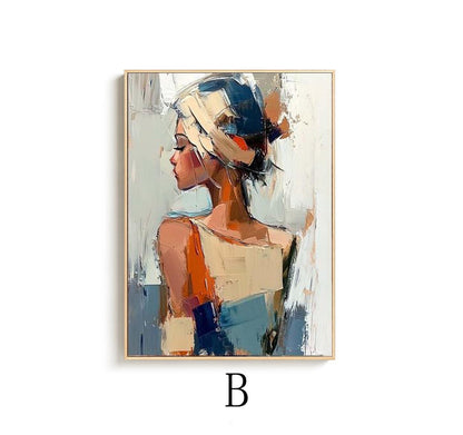 Large Abstract Lady Canvas Wall Art, Hand-painted Woman Figure Oil Painting on Canvas, Modern Figure Wall Art for Living Room, Home Décor