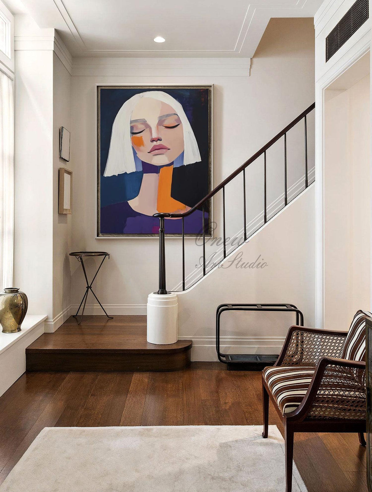Large Abstract Lady Canvas Wall Art, Hand-painted Woman Figure Oil Painting on Canvas, Modern Figure Wall Art for Living Room, Home Décor