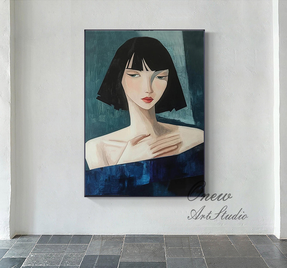 Large Abstract Lady Canvas Wall Art, Hand-painted Woman Figure Oil Painting on Canvas, Modern Figure Wall Art for Living Room, Home Décor