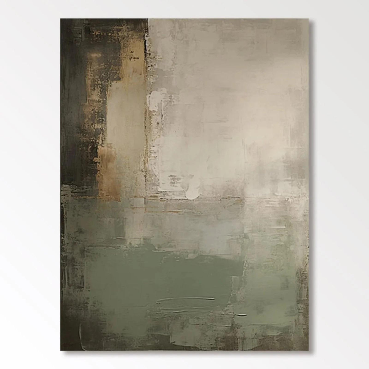 Green and Grey Abstract Oil Painting on Canvas, Original Hand-painted Canvas Wall Art, Modern Textured Wall Art for Living Room, Home Decor