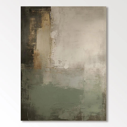 Green and Grey Abstract Oil Painting on Canvas, Original Hand-painted Canvas Wall Art, Modern Textured Wall Art for Living Room, Home Decor