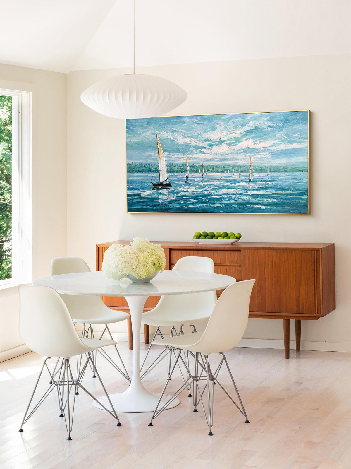 Abstract Seascape Oil Painting on Canvas, Large Original Sailboats Canvas Wall Art, Nautical Wall Art, Modern Ocean Wall Art for Living Room