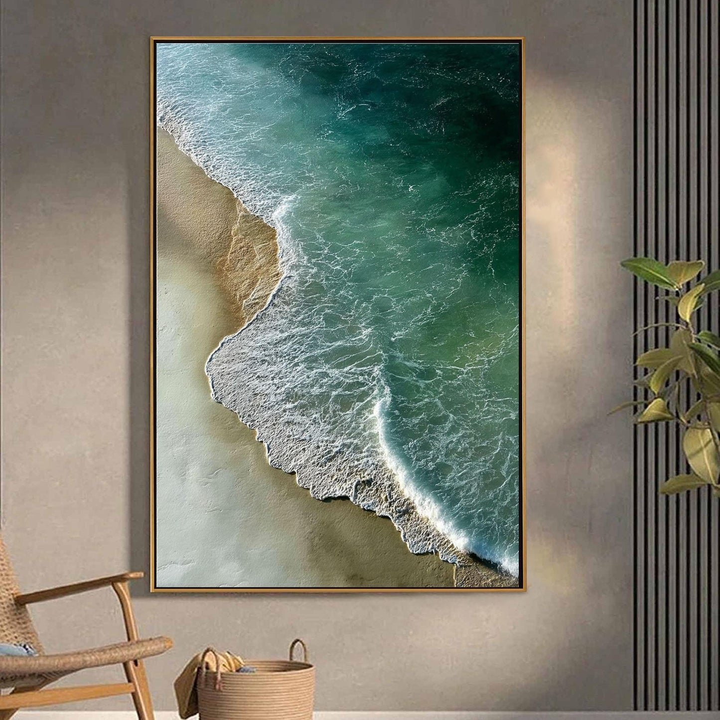Original Coastal Wave – Turquoise Beach Seascape Wall Art | Abstract Oil Painting, view 5