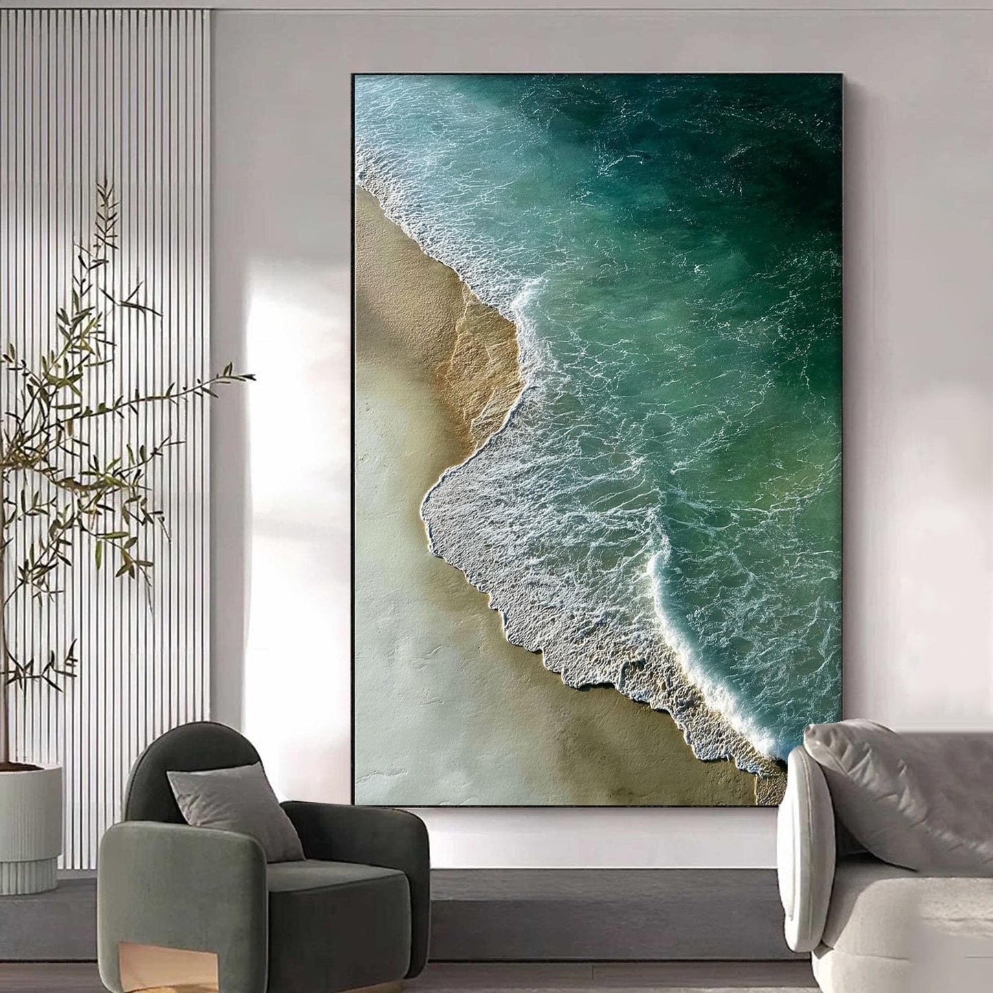 Original Coastal Wave – Turquoise Beach Seascape Wall Art | Abstract Oil Painting, view 2
