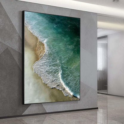 Turquoise Abstract Beach Seascape Wall Art