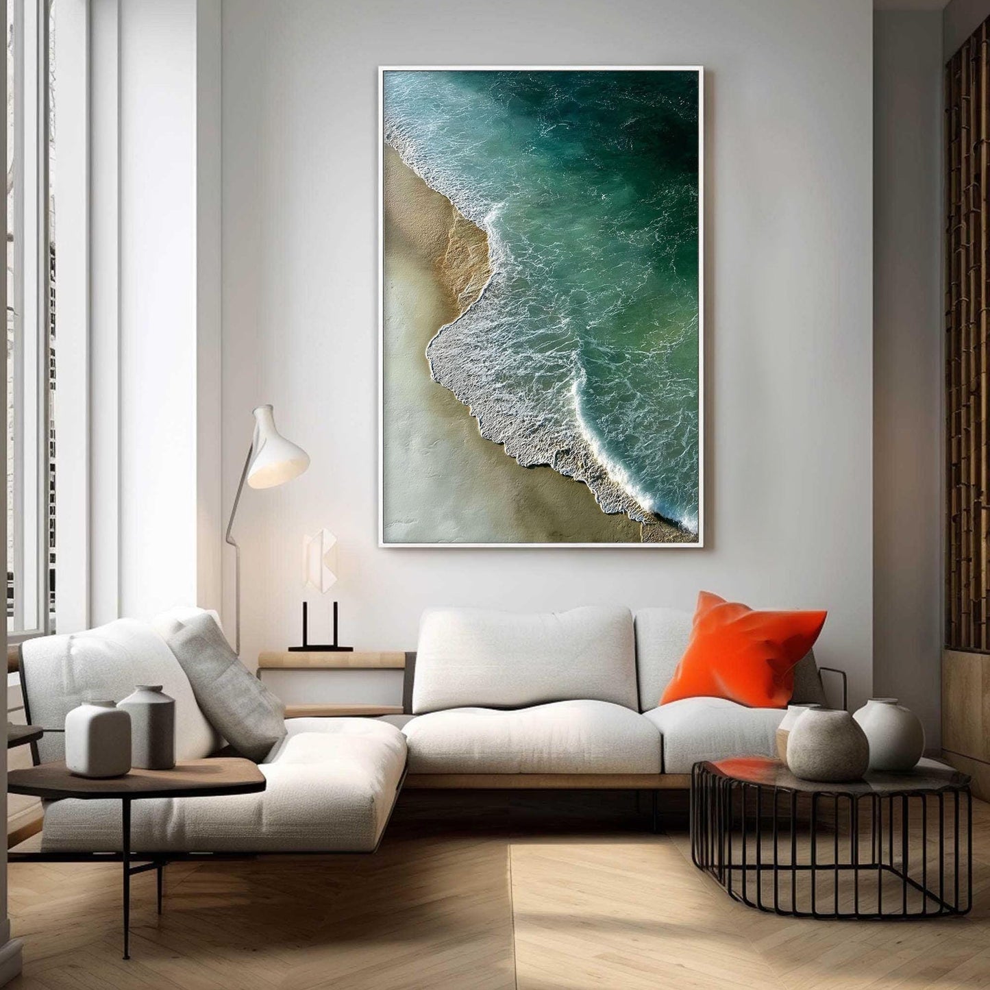 Original Coastal Wave – Turquoise Beach Seascape Wall Art | Abstract Oil Painting, view 4