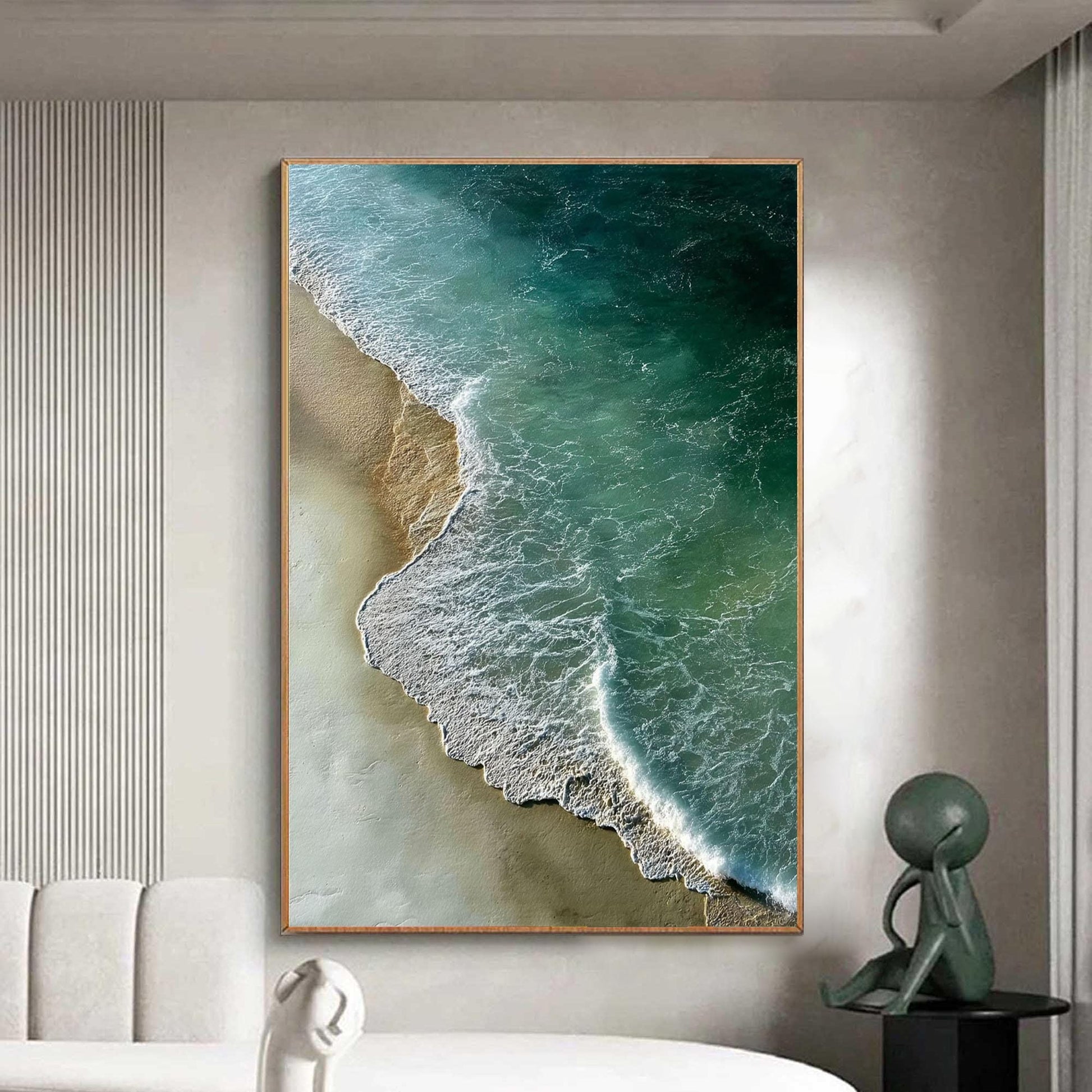 Original Coastal Wave – Turquoise Beach Seascape Wall Art | Abstract Oil Painting, view 1