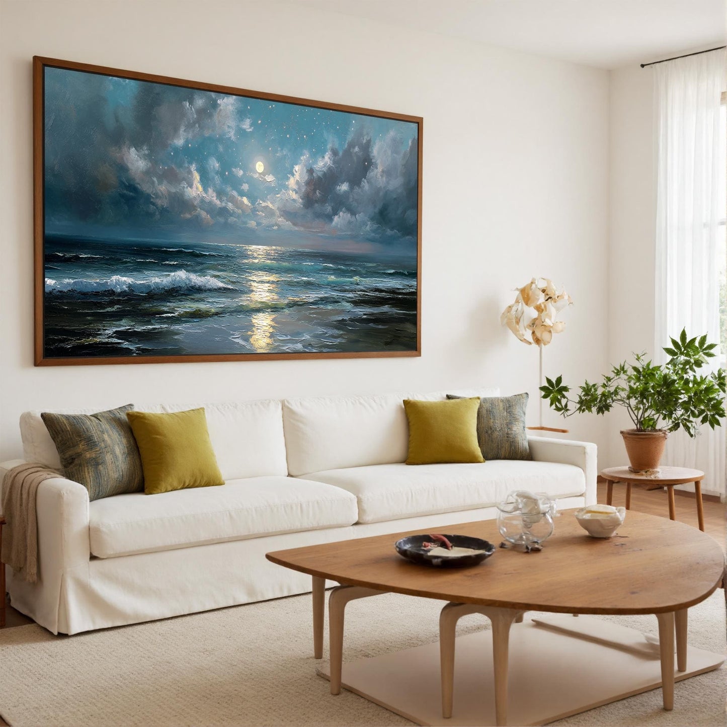 Moonlit – Beach Seascape Wall Art | Textured Oil Painting, view 4