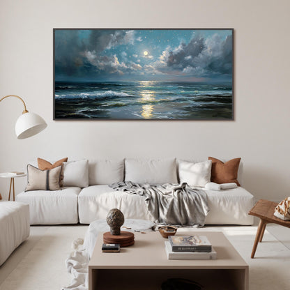 Coastal Textured Beach Seascape Wall Art – Moonlit