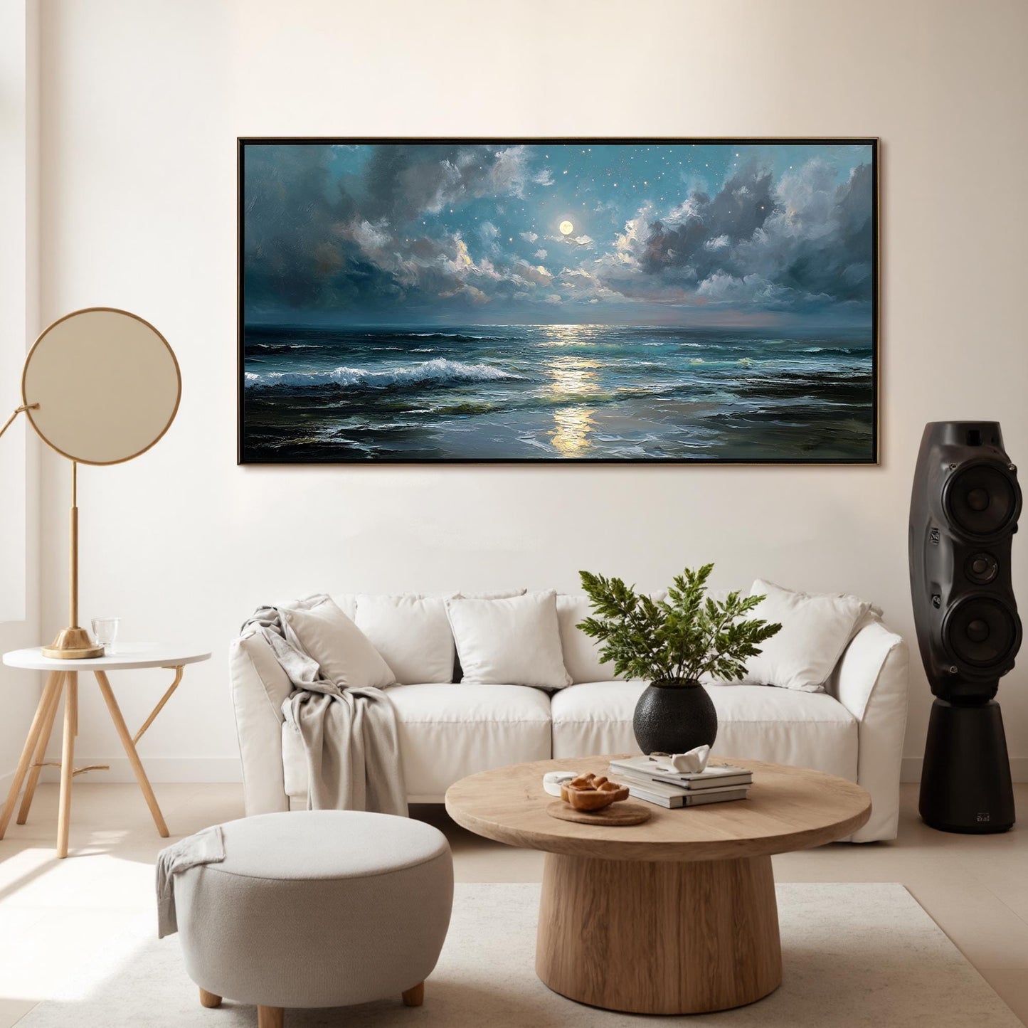 Coastal Textured Beach Seascape Wall Art – Moonlit