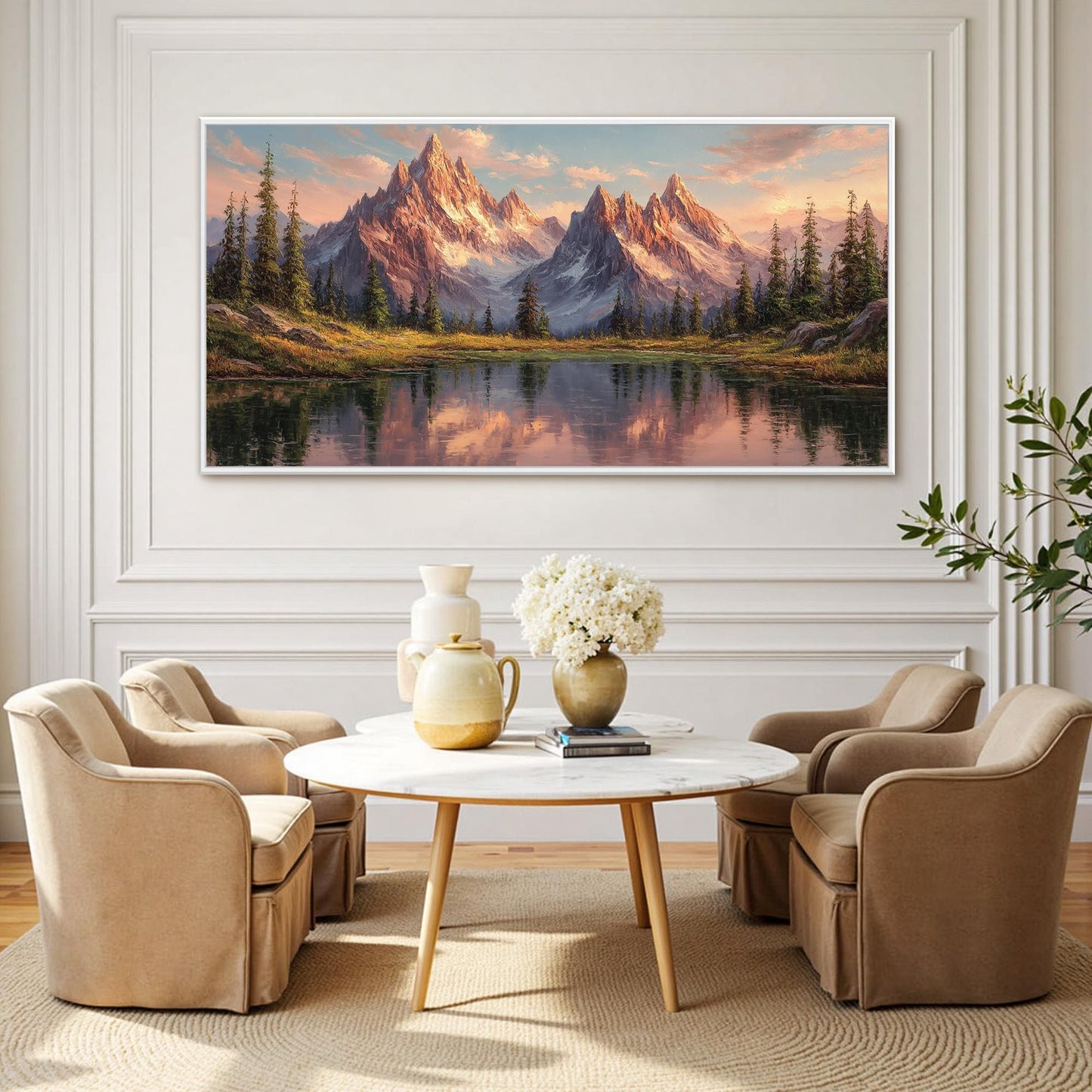 Original Mountain – Sunset 3D Texture Wall Art | Textured Painting, view 2