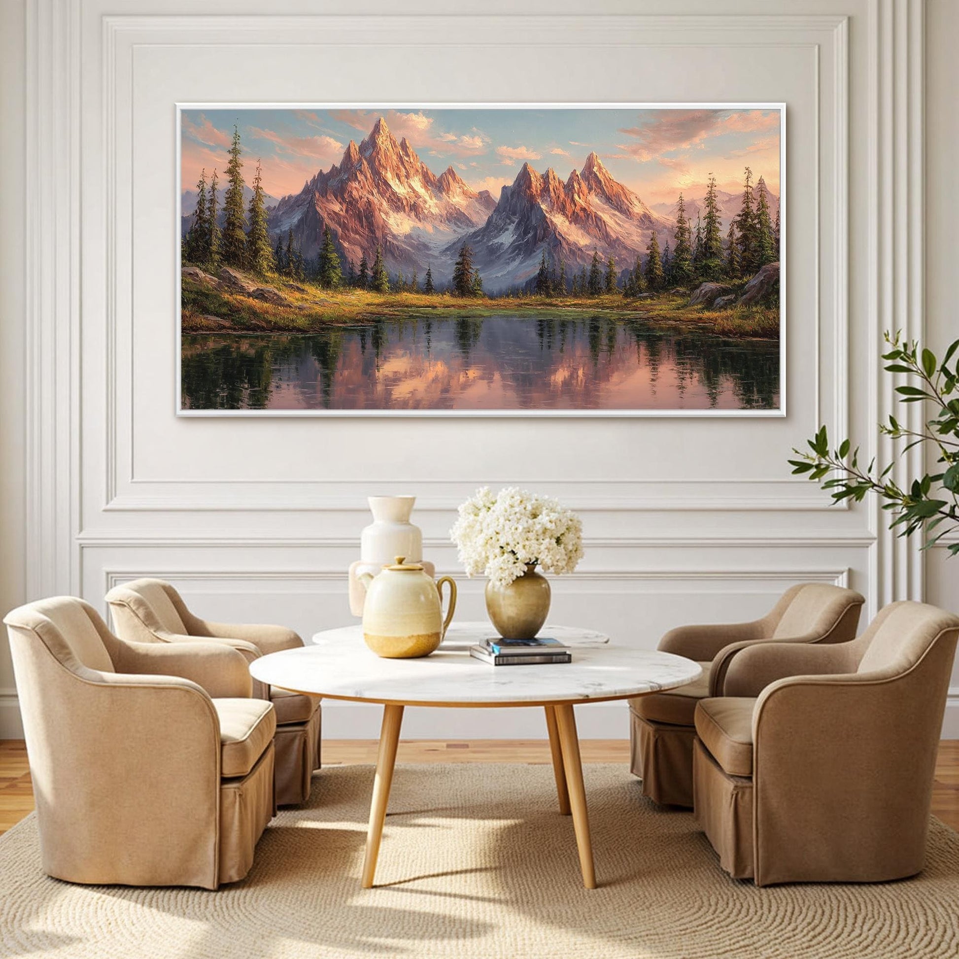 Original Mountain – Sunset 3D Texture Wall Art | Textured Painting, view 2