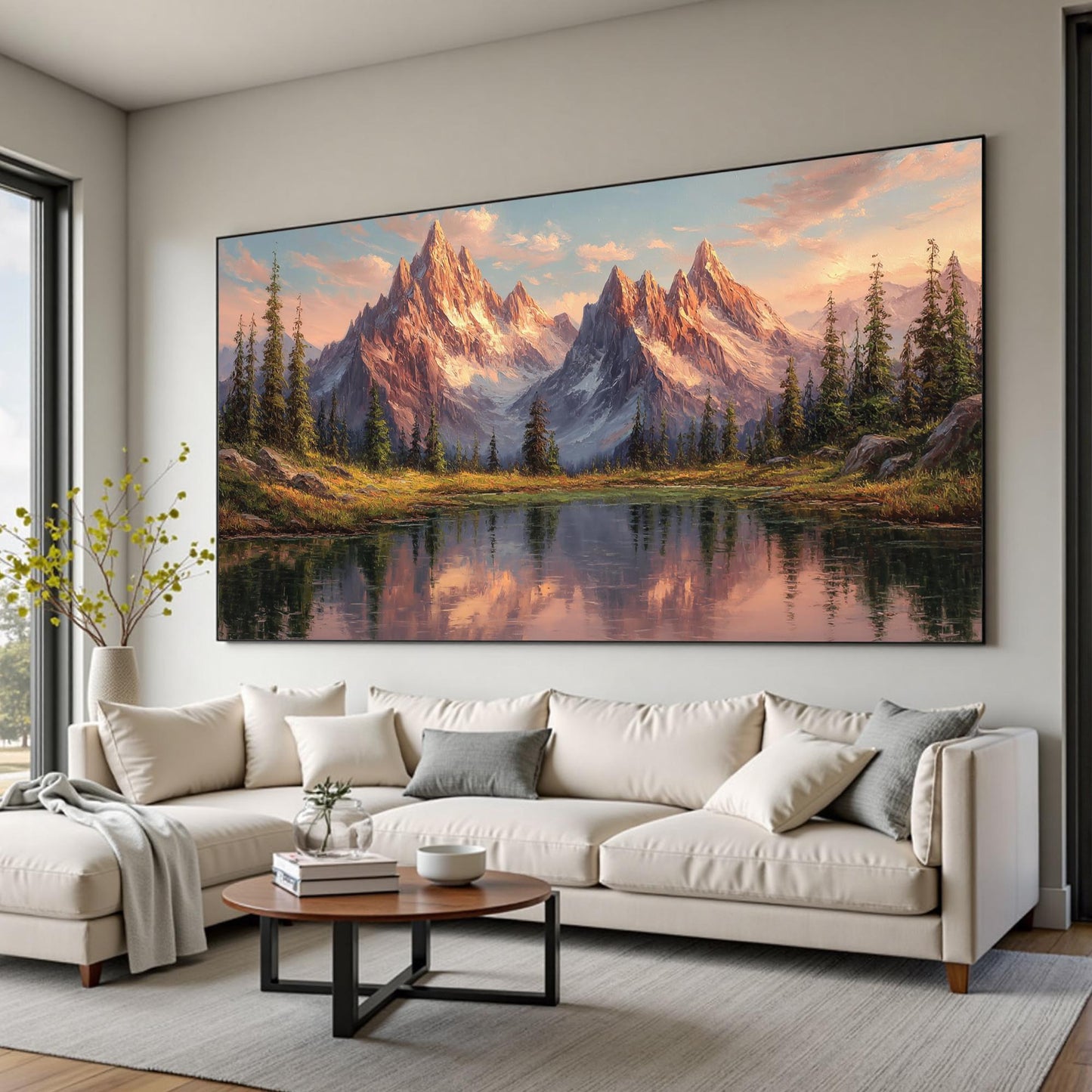 Textured Sunset Mountain Landscape 3D Texture Wall Art