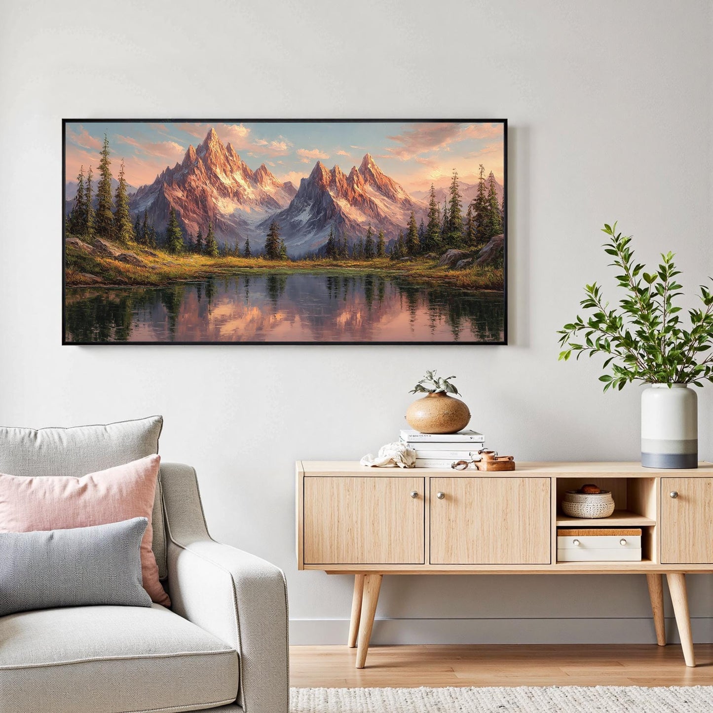 Textured Sunset Mountain Landscape 3D Texture Wall Art