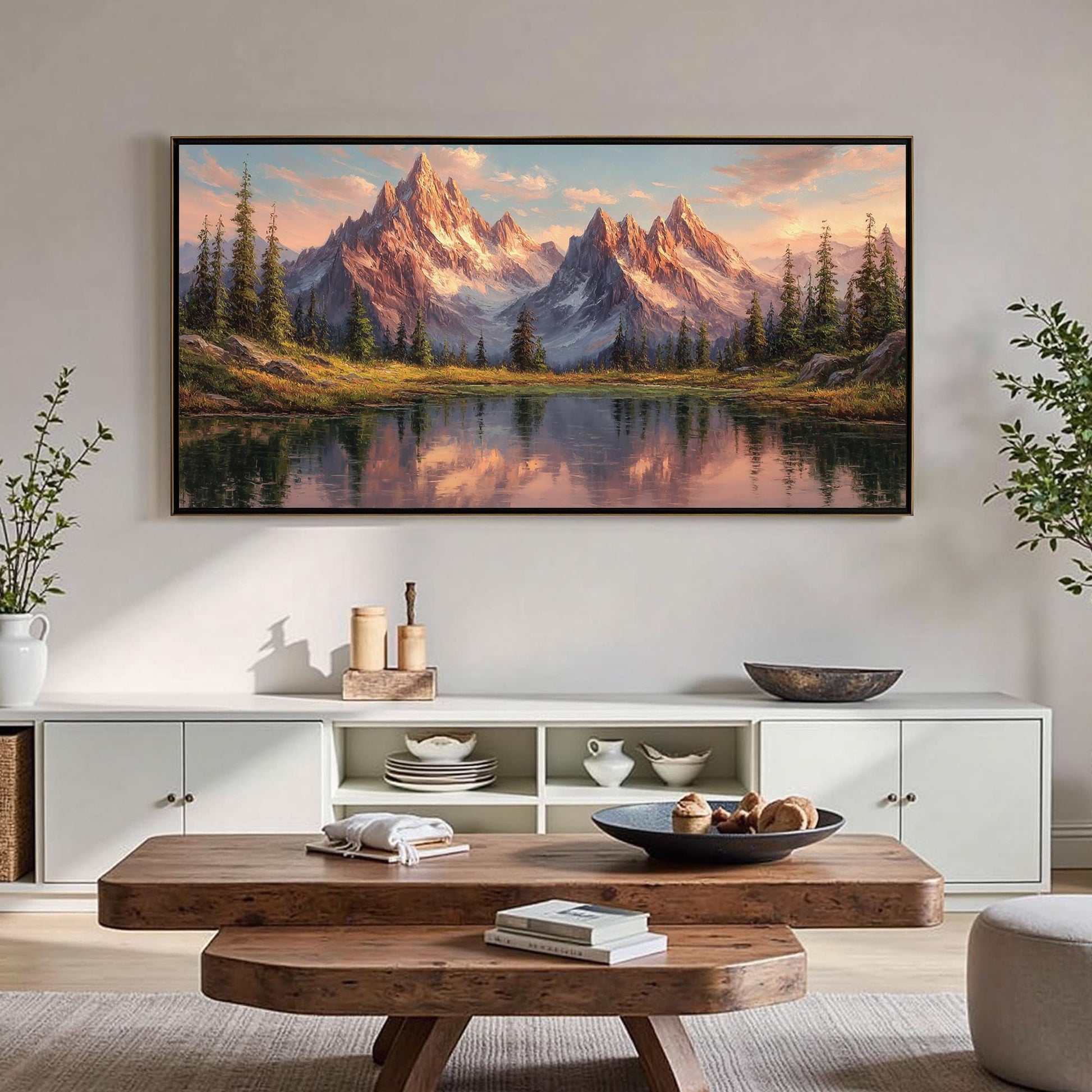 Original Mountain – Sunset 3D Texture Wall Art | Textured Painting, view 1