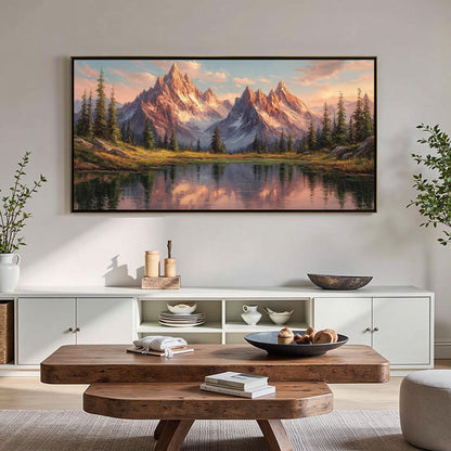 Original Mountain – Sunset 3D Texture Wall Art | Textured Painting, view 1