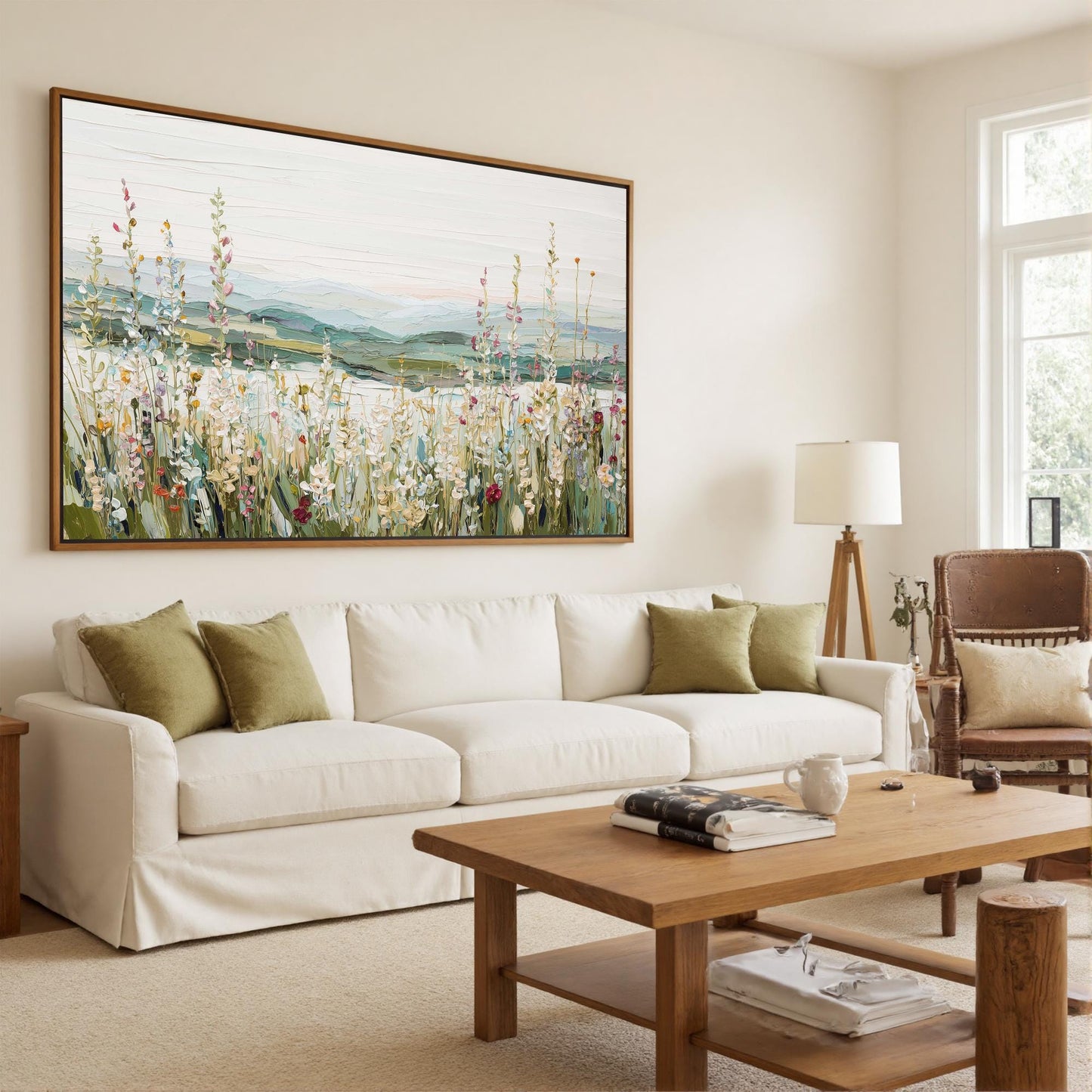 Textured Wildflower Field Painting, Impressionistic Landscape Canvas Art – Wildflower Floral Wall Art | Impasto Painting, vie