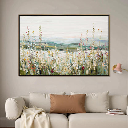 Textured Wildflower Field Painting, Impressionistic Landscape Canvas Art – Wildflower Floral Wall Art | Impasto Painting, vie