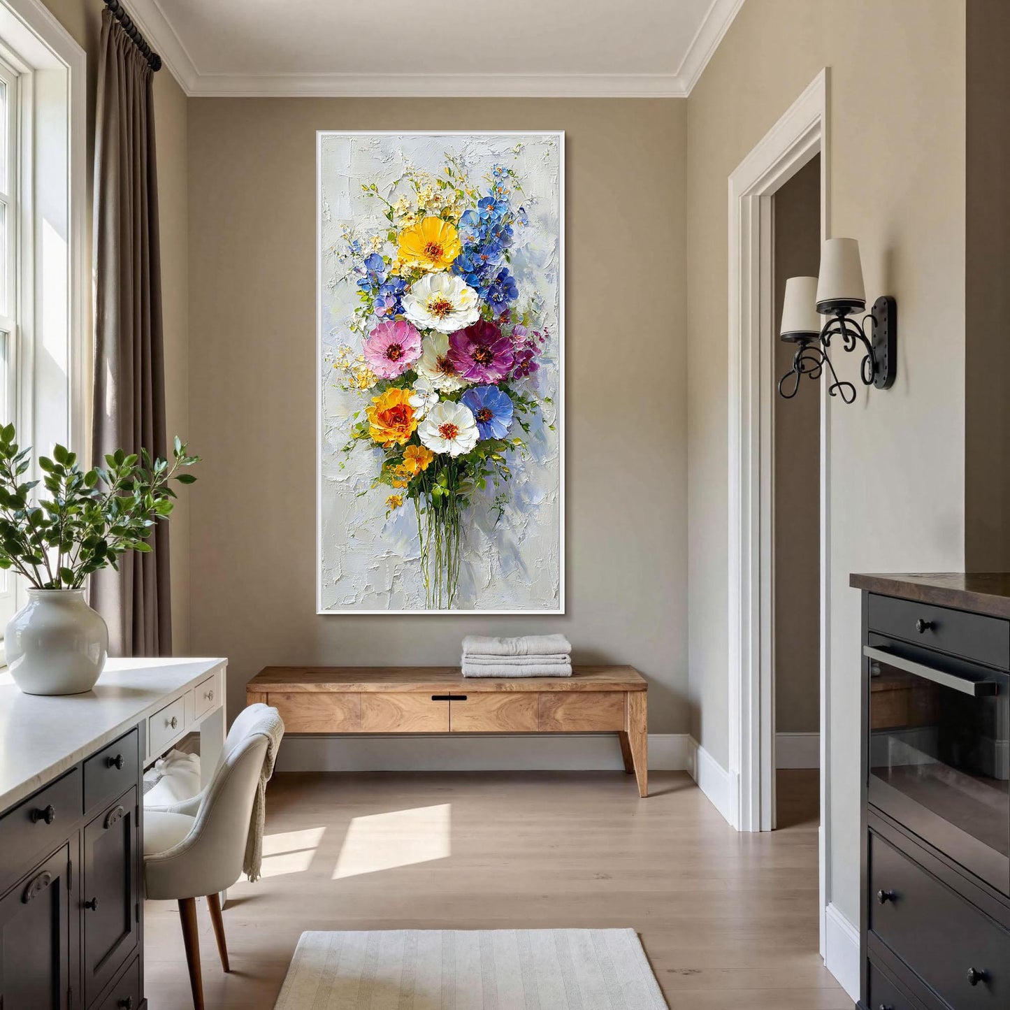 Colorful Abstract Palette Knife Bouquet Floral Wall Art