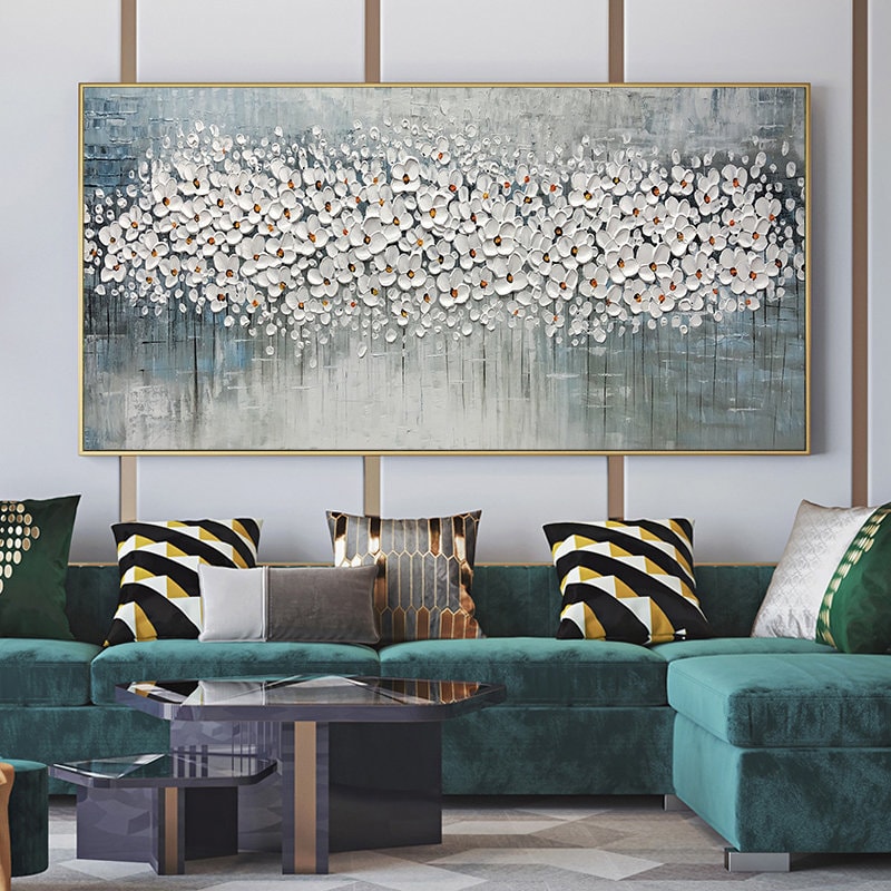 Abstract Textured Cherry Blossom Floral Wall Art – 3D Cherry Blossom