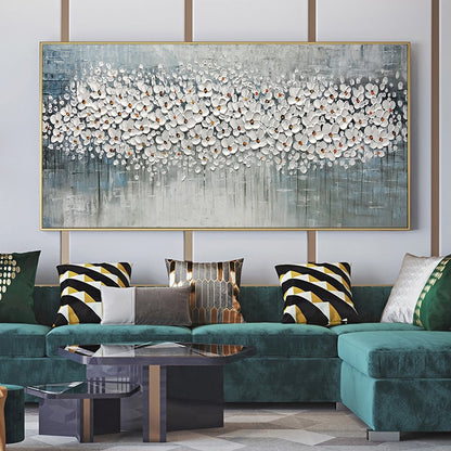 Abstract Textured Cherry Blossom Floral Wall Art – 3D Cherry Blossom