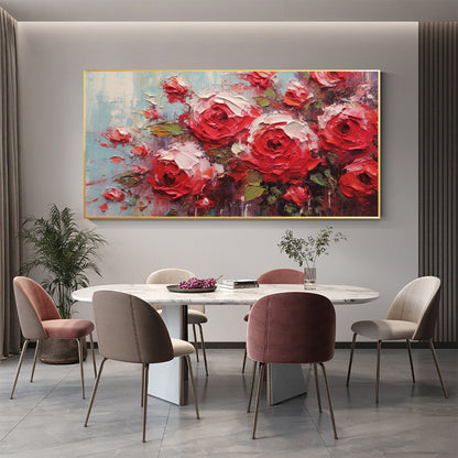 Original Red Roses – Red Rose Floral Wall Art | Abstract Oil Painting, view 1