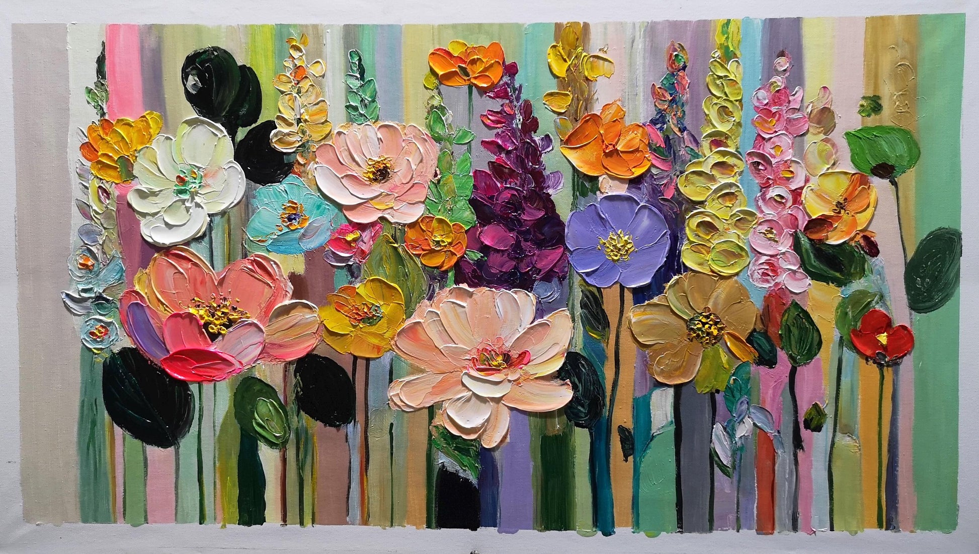 Vibrant – Colorful Floral Wall Art | Palette Knife Painting, view 4