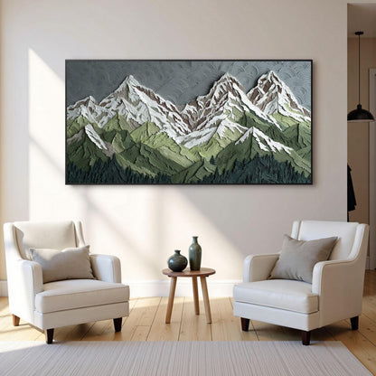 Green Abstract Textured Valley Landscape Wall Art