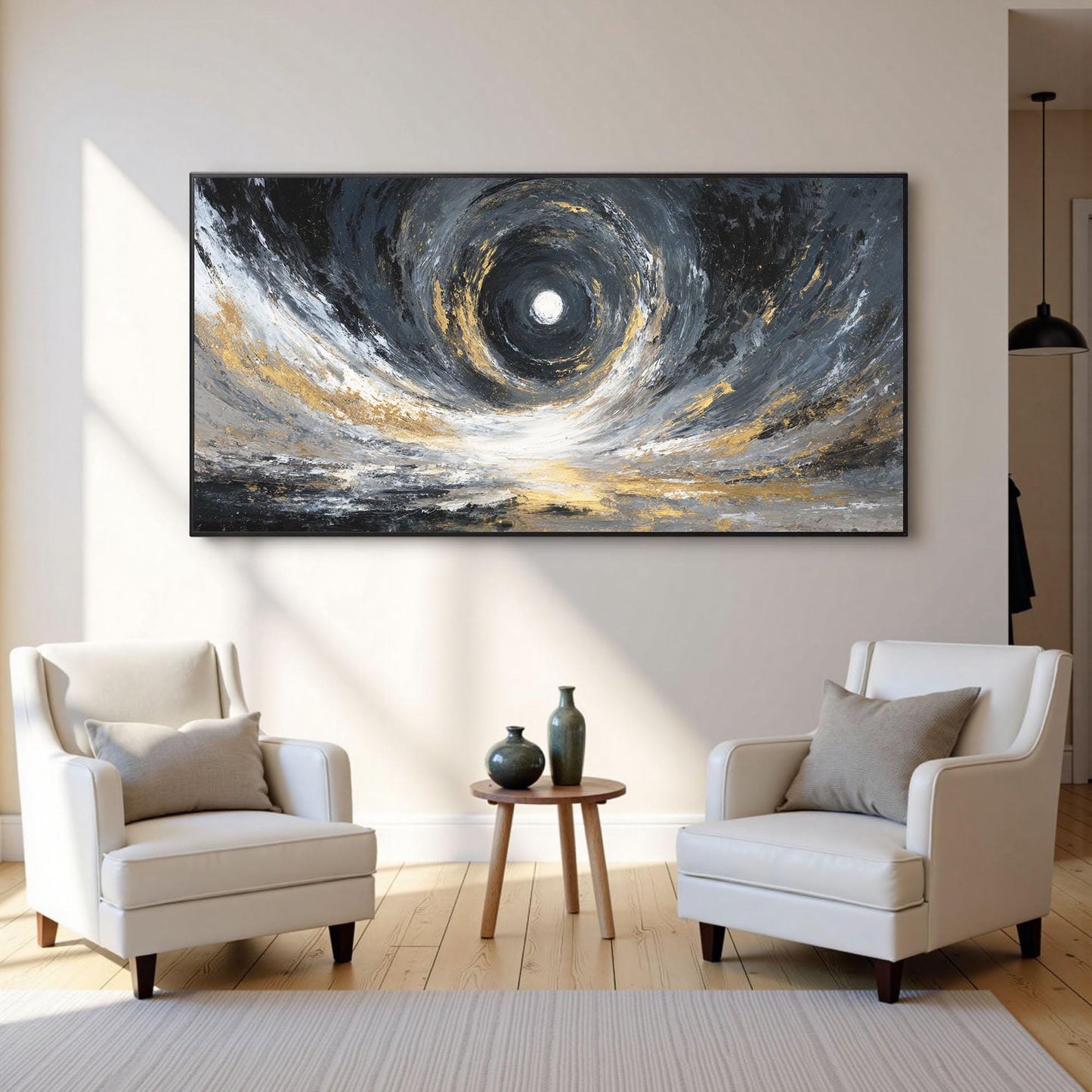 Gold and Black Impasto Abstract Wall Art